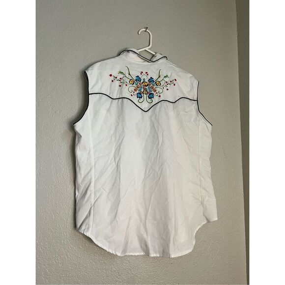 Scully Ivory  Floral Embroidered Cowgirl Western Pearl Snap XXL 2x - Picture 4 of 5